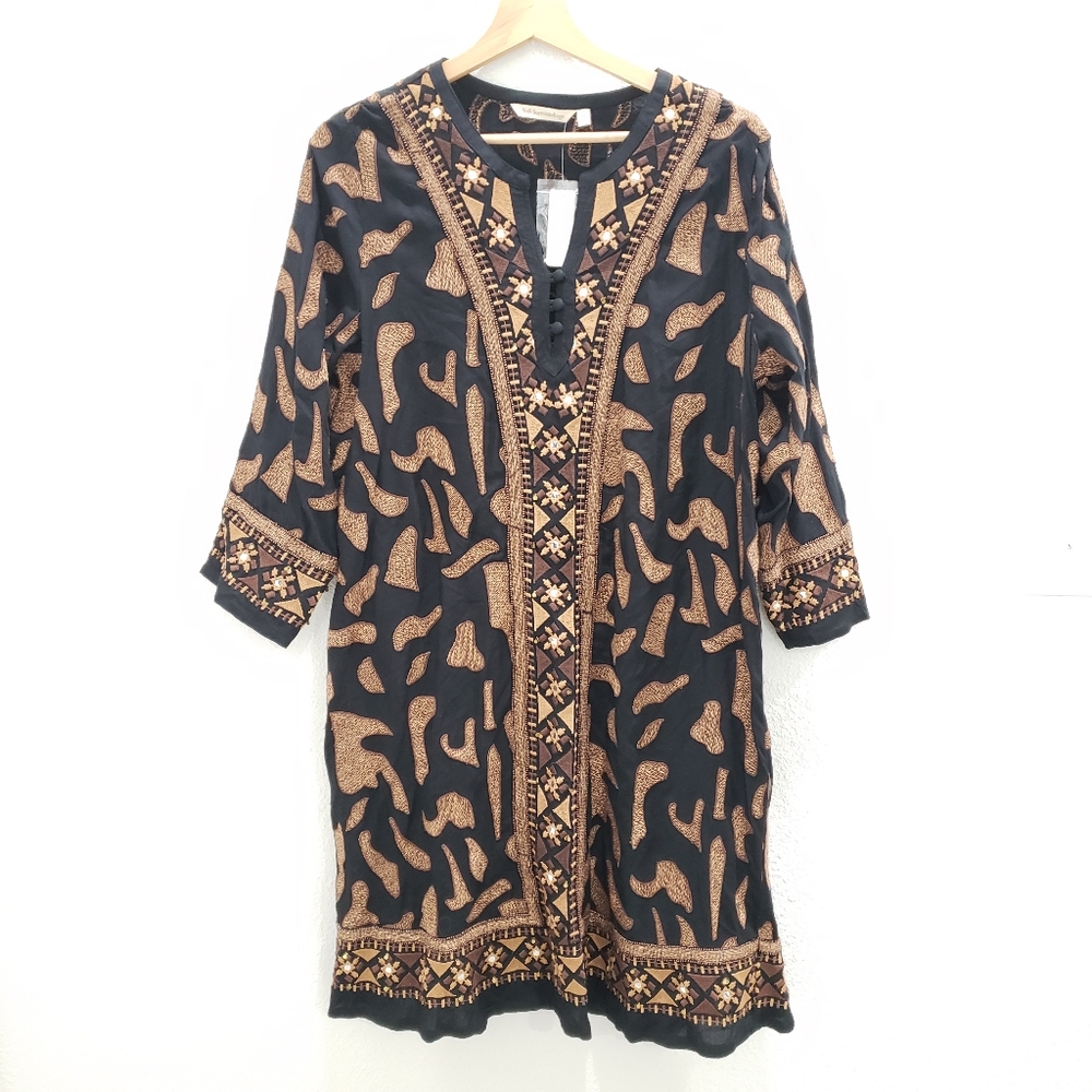 Soft Surroundings Anantara Black Embroidered Shift Dress Size Medium NWT - Picture 4 of 12